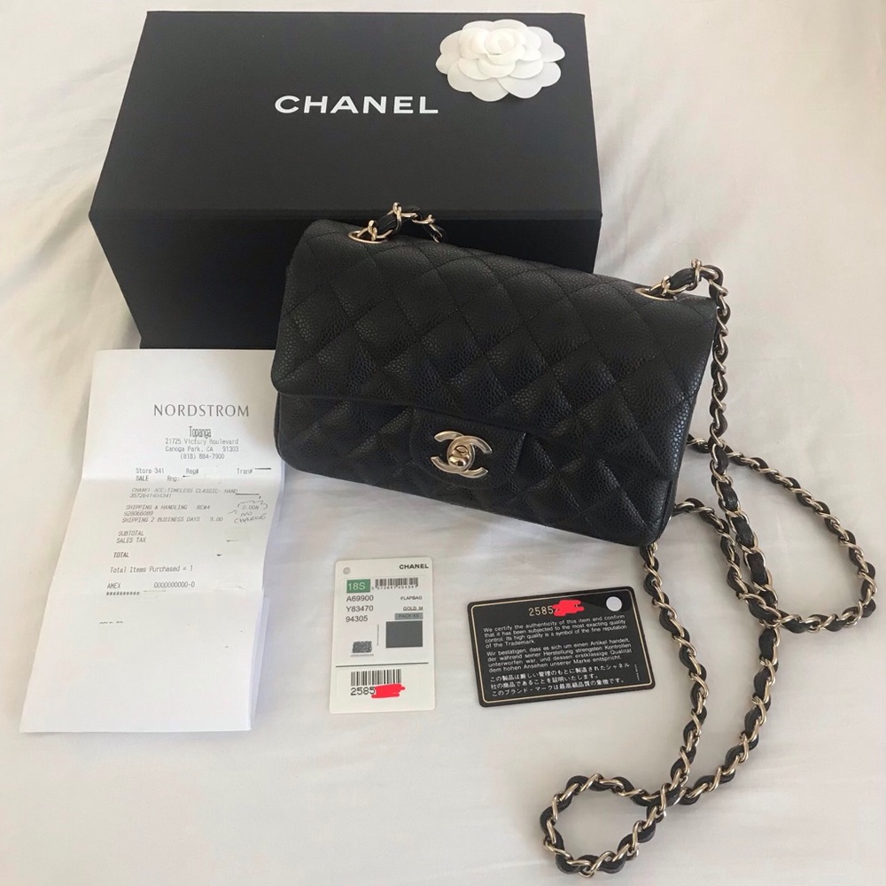 Chanel Black Caviar Rectangular Mini Flap LGHW
